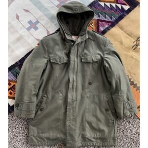 Vtg German Army Military Parka Jacket Removable Fleece Jeans Express 1991 Gr. 7
